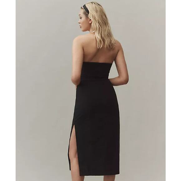 BHLDN Victoria Bow Halter Cutout Midi Dress Open Back Retro Formal Black Tie - Picture 3 of 13